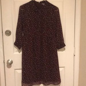 Uniqlo Burgundy Pleated Long-Sleeve Shirt Dress XS